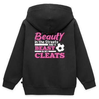 Je suis une beauté dans les rues et un - Sweat Premium à capuche zippé enfant bio - noir - Dos - AI Model Kid Male (0cm)