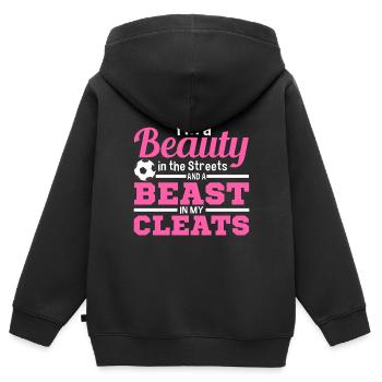 Je suis une beauté dans la rue et une - Sweat Premium à capuche zippé enfant bio - noir - Dos - AI Model Kid Male (0cm)