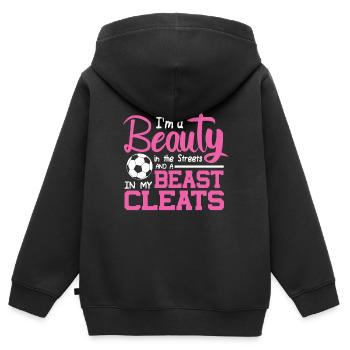 Je suis une beauté dans la rue et une - Sweat Premium à capuche zippé enfant bio - noir - Dos - AI Model Kid Male (0cm)