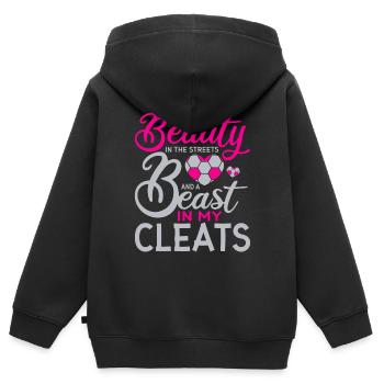 Je suis une beauté dans la rue et une - Sweat Premium à capuche zippé enfant bio - noir - Dos - AI Model Kid Male (0cm)