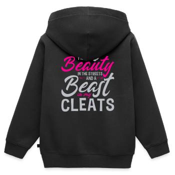 Je suis une beauté dans la rue et une - Sweat Premium à capuche zippé enfant bio - noir - Dos - AI Model Kid Male (0cm)