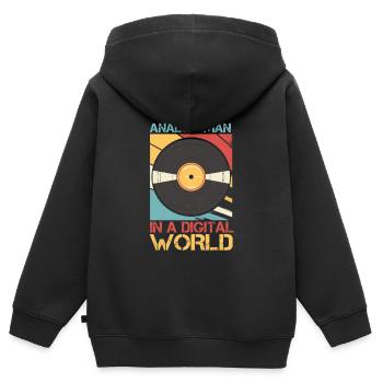 Ich Bin Ein Analoger Mann In Einer Digitalen Welt - Kinder Premium Organic Zip Hoodie - Schwarz - Hinten - AI Model Kid Male (0cm)