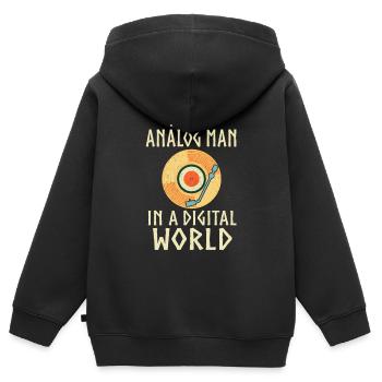 Ich Bin Ein Analoger Mann In Einer Digitalen Welt - Kinder Premium Organic Zip Hoodie - Schwarz - Hinten - AI Model Kid Male (0cm)