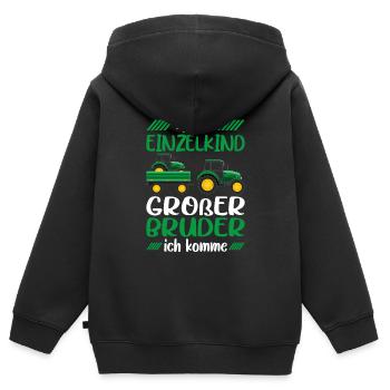 Großer Bruder 2023 Traktor Schwangerschaft - Kinder Premium Organic Zip Hoodie - Schwarz - Hinten - AI Model Kid Male (0cm)