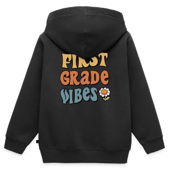Einschulung First Grade Vibes 1. Klasse Schule - Kinder Premium Organic Zip Hoodie - Schwarz - Hinten - AI Model Kid Male (0cm)