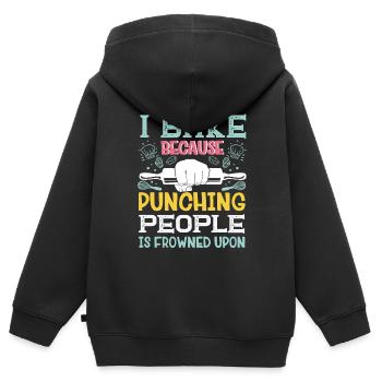 I Bake Because Punching People Is Frowned Upon Bak - Kinder Premium Organic Zip Hoodie - Schwarz - Hinten - AI Model Kid Male (0cm)