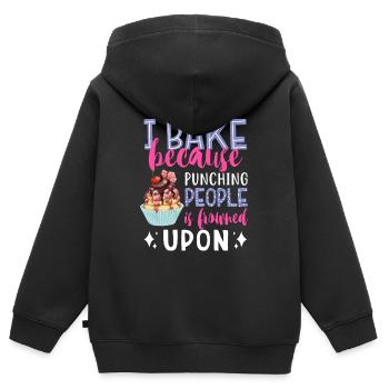 I Bake Because Punching People Is Frowned Upon Bak - Kinder Premium Organic Zip Hoodie - Schwarz - Hinten - AI Model Kid Male (0cm)