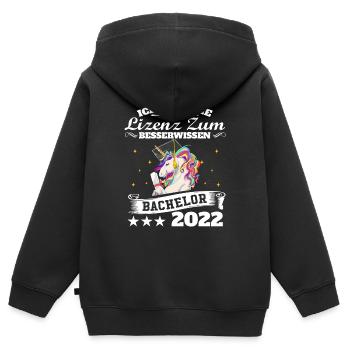 Ich Habe Die Lizenz Zum Besserwissen Einhorn Bache - Kinder Premium Organic Zip Hoodie - Schwarz - Hinten - AI Model Kid Male (0cm)