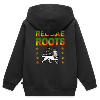 Reggae Roots Lion of Judah - Sweat Premium à capuche zippé enfant bio - noir - Dos - AI Model Kid Male (0cm)