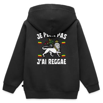 Je peux pas j'ai reggae - Sweat Premium à capuche zippé enfant bio - noir - Dos - AI Model Kid Male (0cm)