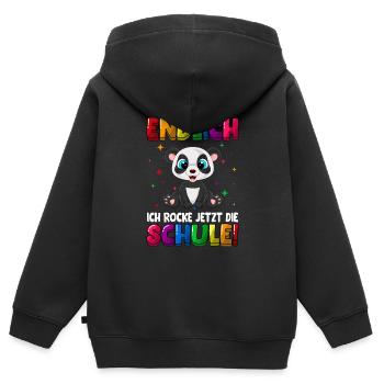 Endlich jetzt rocke ich die Schule Einschulung - Kinder Premium Organic Zip Hoodie - Schwarz - Hinten - AI Model Kid Male (0cm)