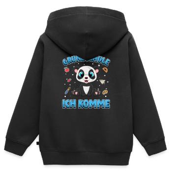 Grundschule ich komme Einschulung Panda - Kinder Premium Organic Zip Hoodie - Schwarz - Hinten - AI Model Kid Male (0cm)