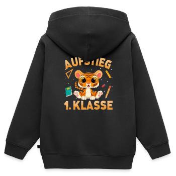 Aufstieg 1. Klasse Tiger - Kinder Premium Organic Zip Hoodie - Schwarz - Hinten - AI Model Kid Male (0cm)