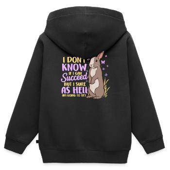 Mignon défi de lapin ambitieux - Sweat Premium à capuche zippé enfant bio - noir - Dos - AI Model Kid Male (0cm)