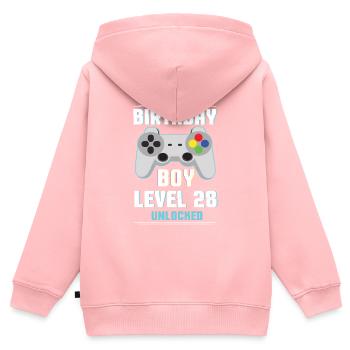 Gamer Boy Video Game Lover Age 28 Level Unlocked - Kids Premium Organic Zip-up Hoodie - rose - Back - AI Model Kid Female (0cm)