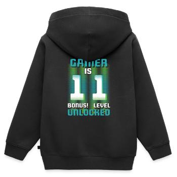 This Gamer Is Video Game Lover Gamer Age 11 - Kids Premium Organic Zip-up Hoodie - black - Back - AI Model Kid Male (0cm)