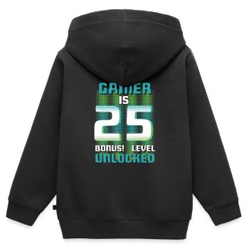 This Gamer Is Video Game Lover Gamer Age 25 - Kids Premium Organic Zip-up Hoodie - black - Back - AI Model Kid Male (0cm)