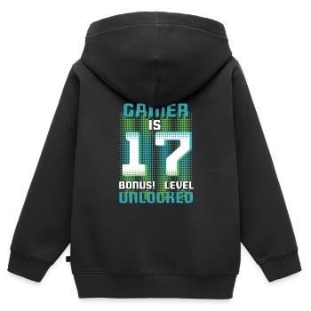 This Gamer Is Video Game Lover Gamer Age 17 - Kids Premium Organic Zip-up Hoodie - black - Back - AI Model Kid Male (0cm)
