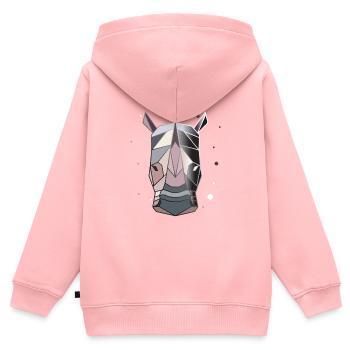 Nashorn Polygon Kunst Tier Geometrie - Kinder Premium Organic Zip Hoodie - Rosa - Hinten - AI Model Kid Female (0cm)