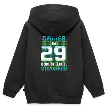 This Gamer Is Video Game Lover Gamer Age 29 - Kids Premium Organic Zip-up Hoodie - black - Back - AI Model Kid Male (0cm)