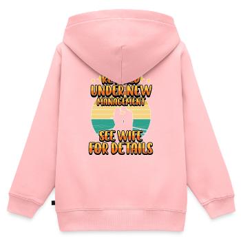 Retraite Hommes Papa Départ à la retraite Fête Amateurs d’humour - Sweat Premium à capuche zippé enfant bio - rose - Dos - AI Model Kid Female (0cm)