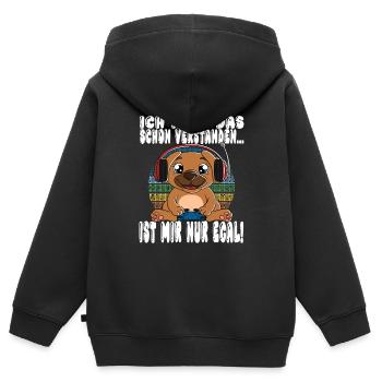 Ich Habe Das Schon Verstanden Ist Mir Nur Egal - Kinder Premium Organic Zip Hoodie - Schwarz - Hinten - AI Model Kid Male (0cm)