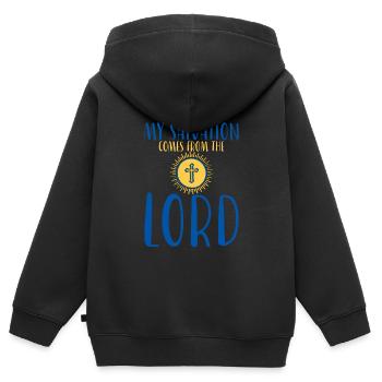My salvation comes from the Lord 3 - Kids Premium Organic Zip-up Hoodie - black - Back - AI Model Kid Male (0cm)