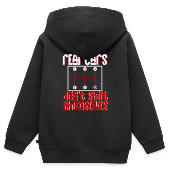 Real Cars Don't Shift Themselves 3 - Kinder Premium Organic Zip Hoodie - Schwarz - Hinten - AI Model Kid Male (0cm)