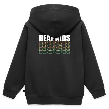 Sourd Kid Rock Shirt Cadeau Sourd Sourd Sourd - Sweat Premium à capuche zippé enfant bio - noir - Dos - AI Model Kid Male (0cm)