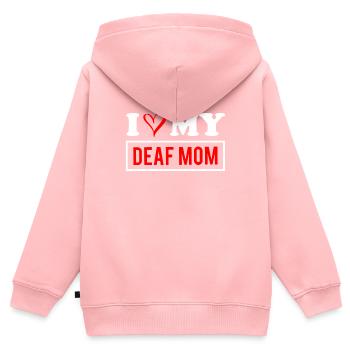 I Love My Deaf Mom Taub Gehörlos Mama Mutter - Kinder Premium Organic Zip Hoodie - Rosa - Hinten - AI Model Kid Female (0cm)