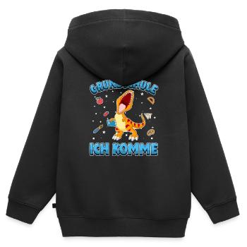 Grundschule ich komme Einschulung 1. Klasse - Kinder Premium Organic Zip Hoodie - Schwarz - Hinten - AI Model Kid Male (0cm)