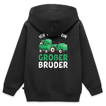 Großer Bruder 2023 Traktor Schwangerschaft - Kinder Premium Organic Zip Hoodie - Schwarz - Hinten - AI Model Kid Male (0cm)