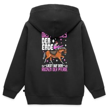 Voltigieren - Kinder Premium Organic Zip Hoodie - Schwarz - Hinten - AI Model Kid Male (0cm)