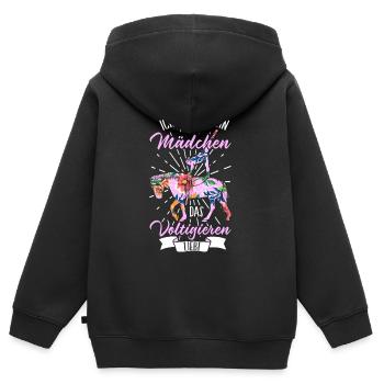 Voltigieren - Kinder Premium Organic Zip Hoodie - Schwarz - Hinten - AI Model Kid Male (0cm)
