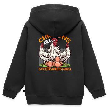 Besondere Hühner Hühnerhof Hühnerstall - Kinder Premium Organic Zip Hoodie - Schwarz - Hinten - AI Model Kid Male (0cm)
