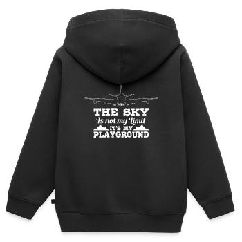 Der Himmel Ist Nicht Meine Grenze, Es Ist Meine - Kinder Premium Organic Zip Hoodie - Schwarz - Hinten - AI Model Kid Male (0cm)