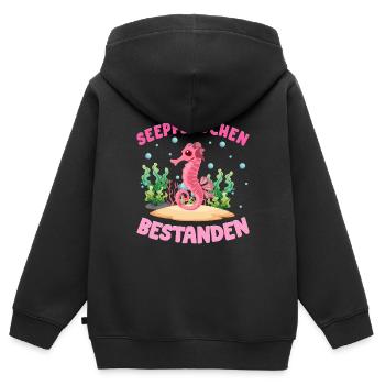 Seepferdchen Abzeichen Seepferdchen bestanden - Kinder Premium Organic Zip Hoodie - Schwarz - Hinten - AI Model Kid Male (0cm)