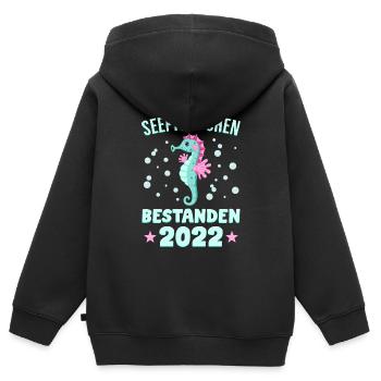 Seepferdchen Abzeichen Seepferdchen bestanden 2022 - Kinder Premium Organic Zip Hoodie - Schwarz - Hinten - AI Model Kid Male (0cm)