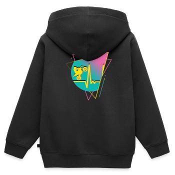 Motorrad Motocross Vintage 80er Retro Biker - Kinder Premium Organic Zip Hoodie - Schwarz - Hinten - AI Model Kid Male (0cm)