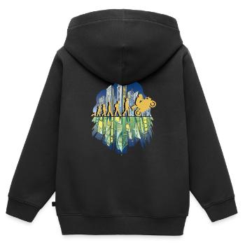 Motorrad Evolution Vintage 80s Retro Biker - Kinder Premium Organic Zip Hoodie - Schwarz - Hinten - AI Model Kid Male (0cm)