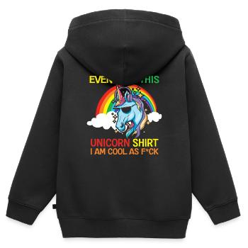 Funny Sarcastic Unicorn Confidence - Kids Premium Organic Zip-up Hoodie - black - Back - AI Model Kid Male (0cm)