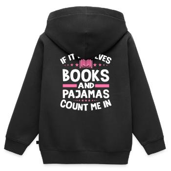 Wenn Es Um Bücher Und Pyjamas Geht, Zählen Sie - Kinder Premium Organic Zip Hoodie - Schwarz - Hinten - AI Model Kid Male (0cm)