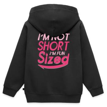 Je ne suis pas petite, je m’amuse en taille - Sweat Premium à capuche zippé enfant bio - noir - Dos - AI Model Kid Male (0cm)