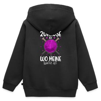 Häkeln - Kinder Premium Organic Zip Hoodie - Schwarz - Hinten - AI Model Kid Male (0cm)