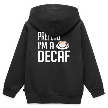 Café décaféiné Caféine Sans caféine - Sweat Premium à capuche zippé enfant bio - noir - Dos - AI Model Kid Male (0cm)
