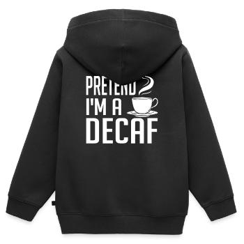Café décaféiné Caféine Décaféiné - Sweat Premium à capuche zippé enfant bio - noir - Dos - AI Model Kid Male (0cm)