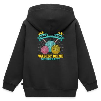 Häkeln - Kinder Premium Organic Zip Hoodie - Schwarz - Hinten - AI Model Kid Male (0cm)