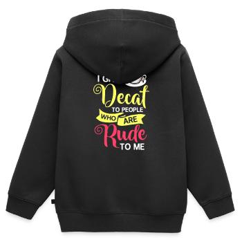 Café décaféiné Caféine Décaféiné - Sweat Premium à capuche zippé enfant bio - noir - Dos - AI Model Kid Male (0cm)