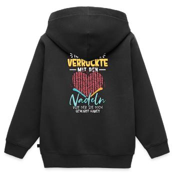 Häkeln - Kinder Premium Organic Zip Hoodie - Schwarz - Hinten - AI Model Kid Male (0cm)