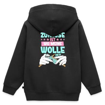 Häkeln - Kinder Premium Organic Zip Hoodie - Schwarz - Hinten - AI Model Kid Male (0cm)